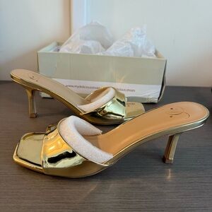 NWT Gold Women's Heeled Sandals. 8.5